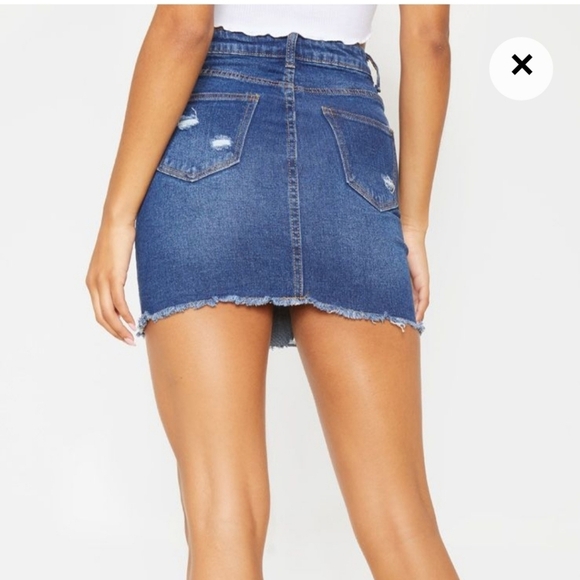 NWT PrettyLittletThing Destressed Denim Mini Skirt - Picture 2 of 5
